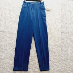 Pant Trouser Women Size 8 Stretch High Rise Blue Academia Office Wear Pocket NWT